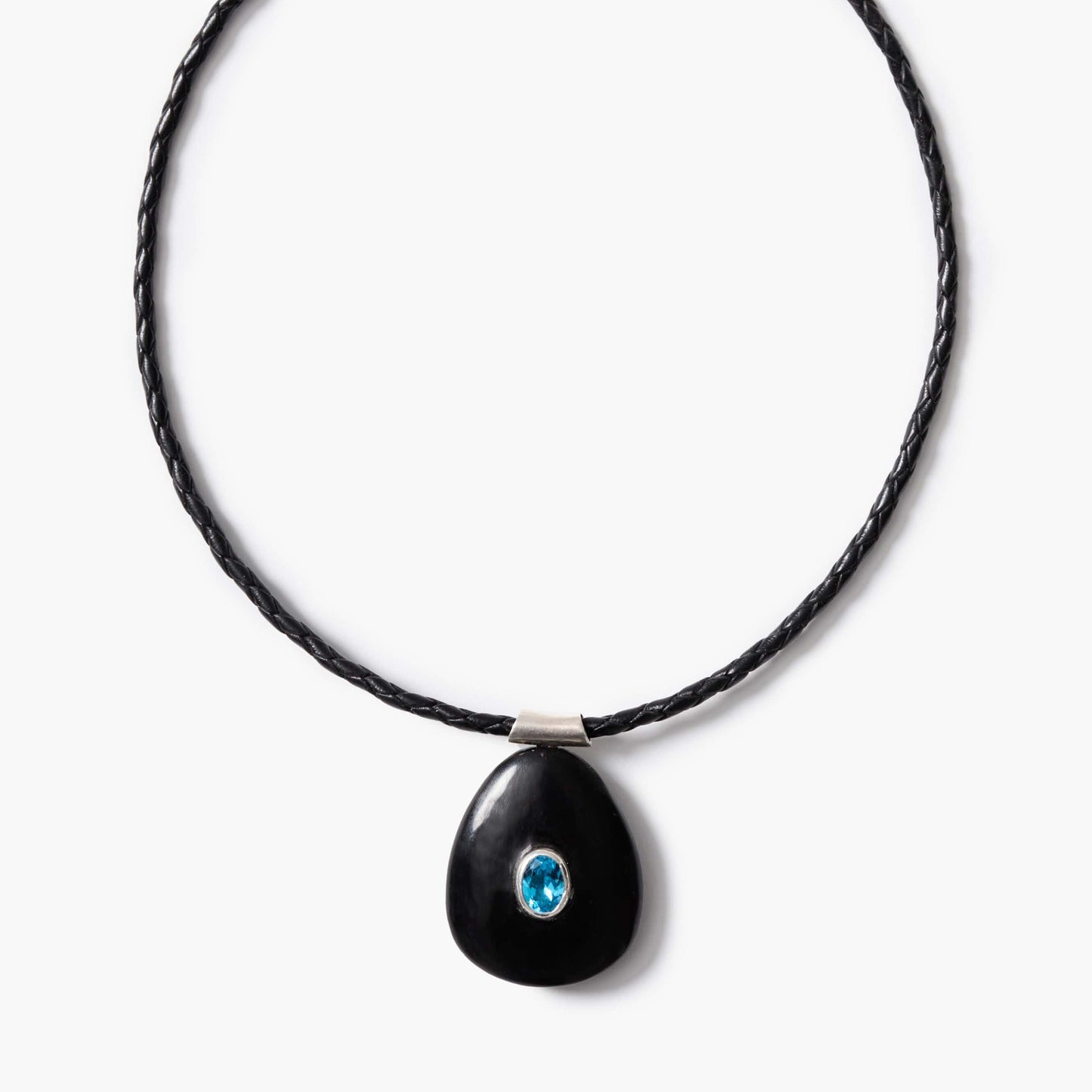 NKL Deep Pools Necklace - Black Horn & Blue Topaz