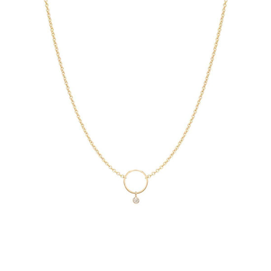 Load image into Gallery viewer, NKL-DIA 14K Dangling Bezel Diamond Circle Necklace
