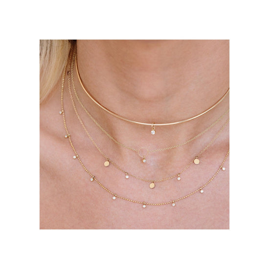 NKL-DIA 14K Dangling Bezel Diamond Circle Necklace