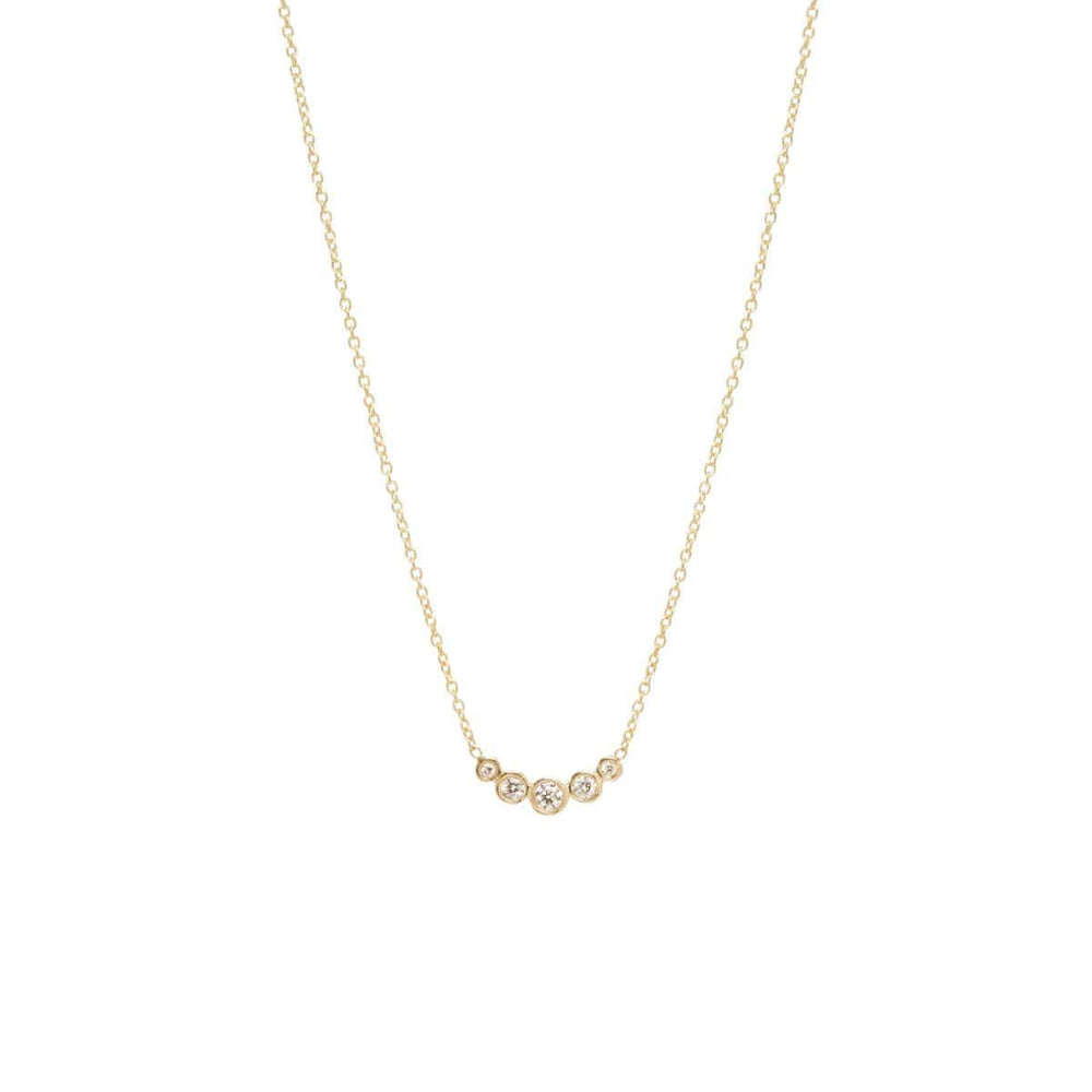 NKL-DIA 14k Graduated 5 Bezel Diamond Necklace