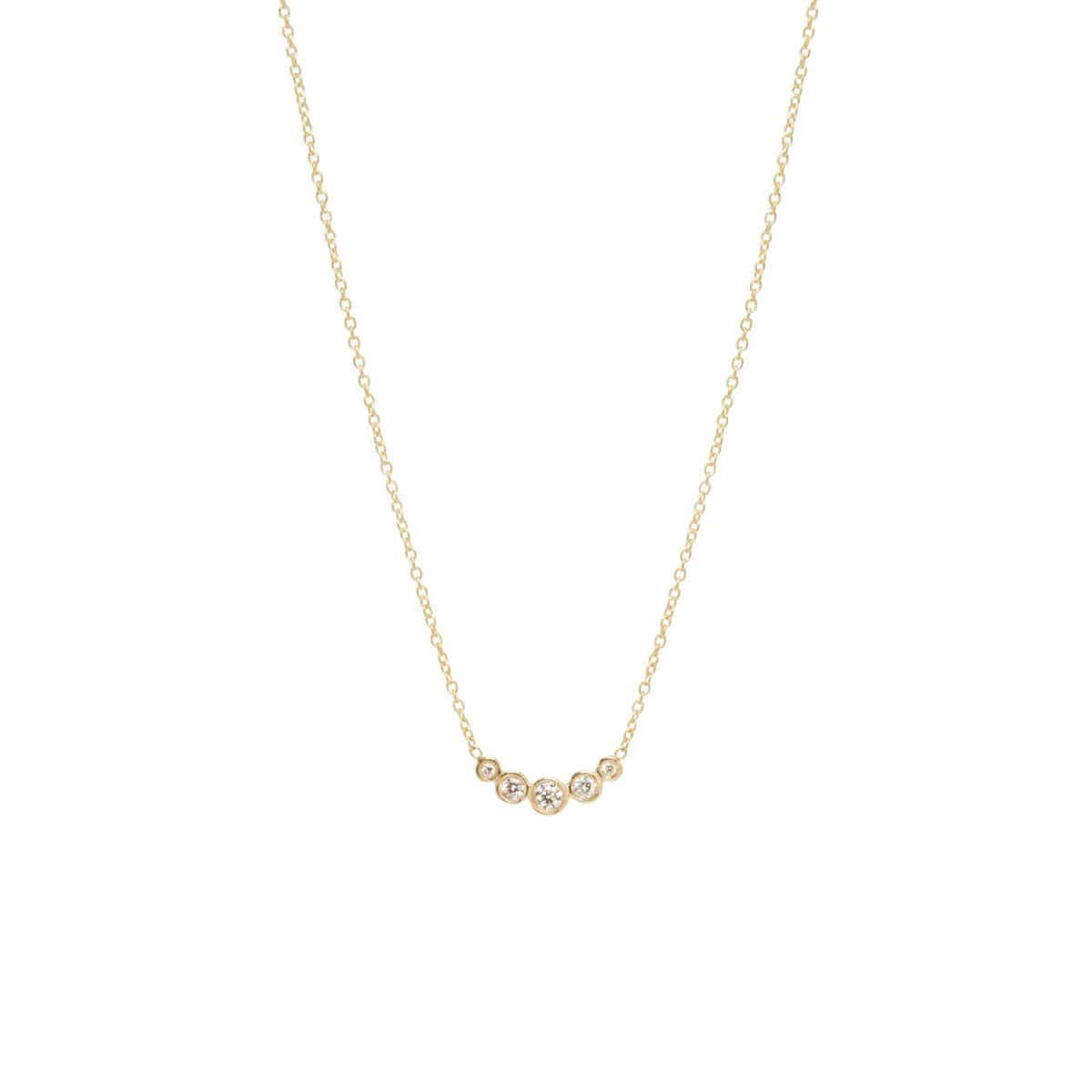 NKL-DIA 14k Graduated 5 Bezel Diamond Necklace