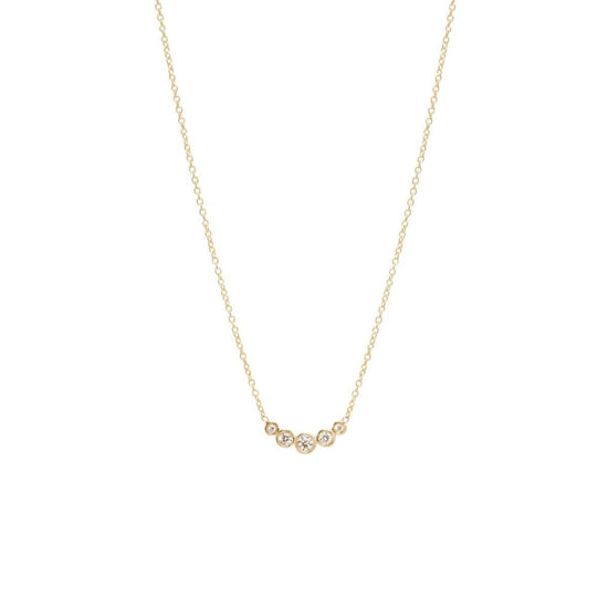 Load image into Gallery viewer, NKL-DIA 14k Graduated 5 Bezel Diamond Necklace
