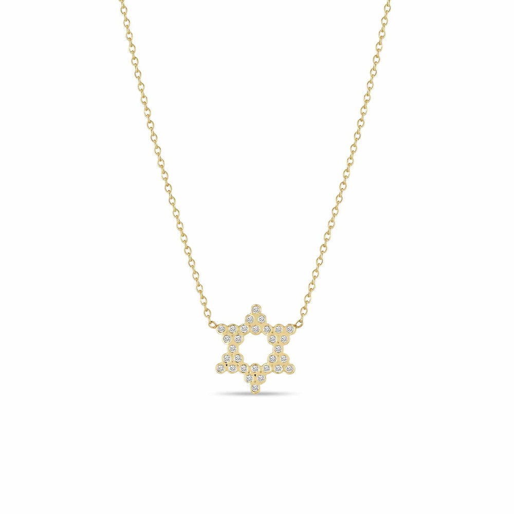 NKL-DIA 14k Small Diamond Bezel Star of David Necklace