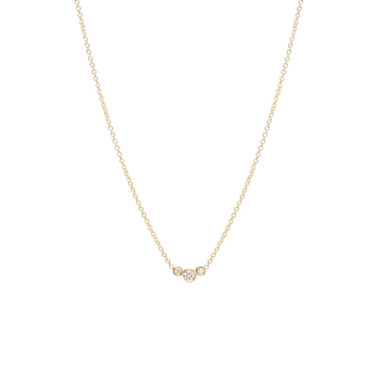 NKL-DIA 14k Small Graduated Bezel Diamond Necklace