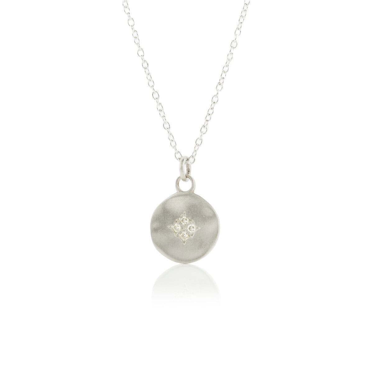 NKL-DIA Diamonds Silver Four Star Wave Pendant Necklace