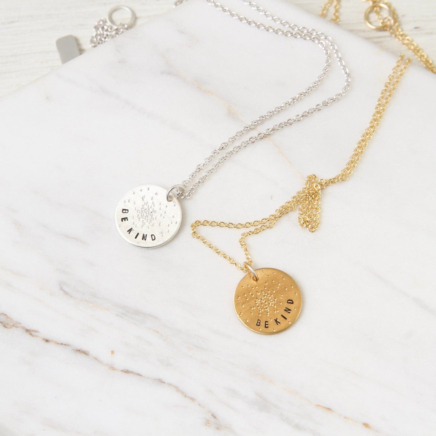 NKL Diamond Dusted Mini Coin Necklace - "Be Kind"