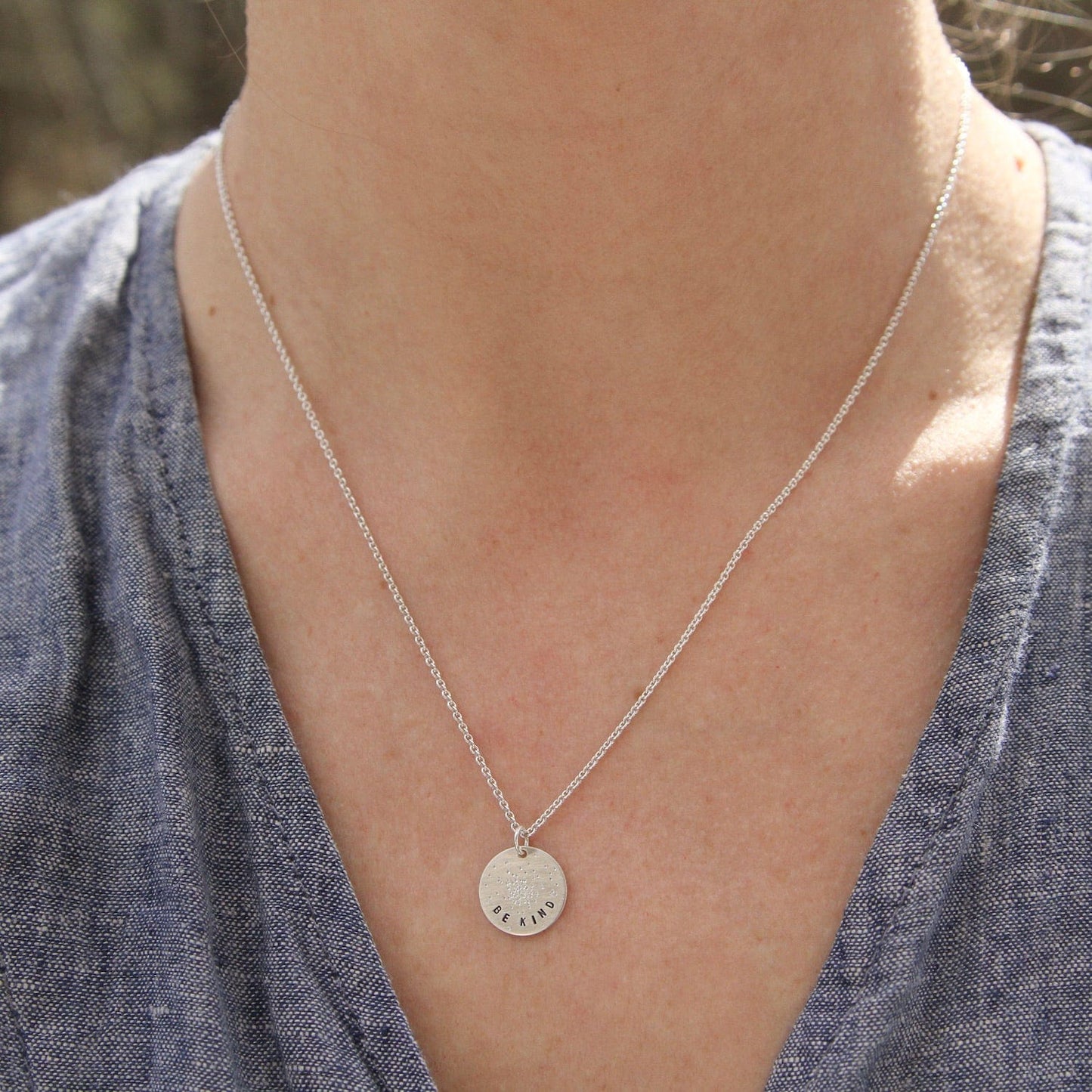 NKL Diamond Dusted Mini Coin Necklace - "Be Kind"