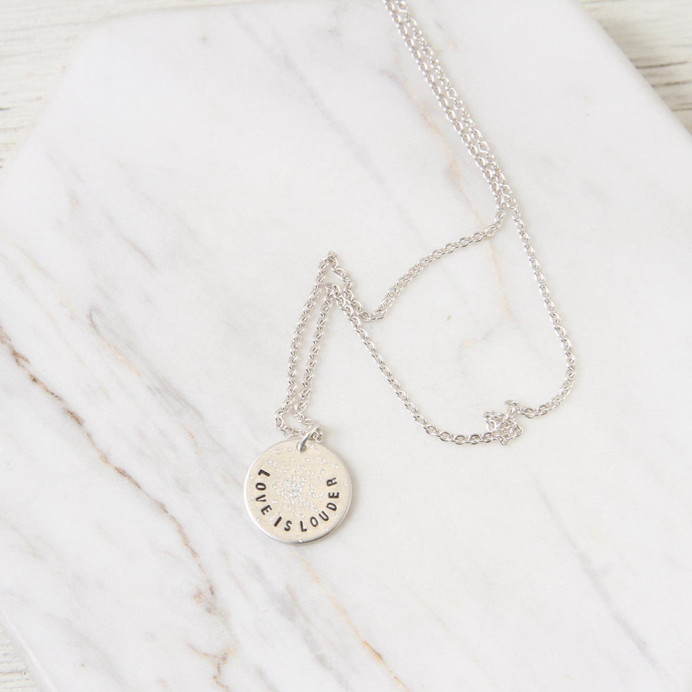 
                  
                    NKL Diamond Dusted Mini Coin Necklace - "Love is Louder"
                  
                