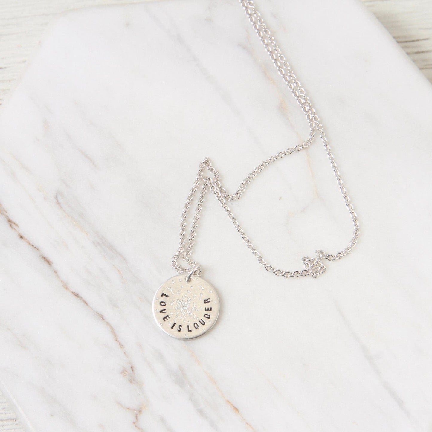 NKL Diamond Dusted Mini Coin Necklace - "Love is Louder"