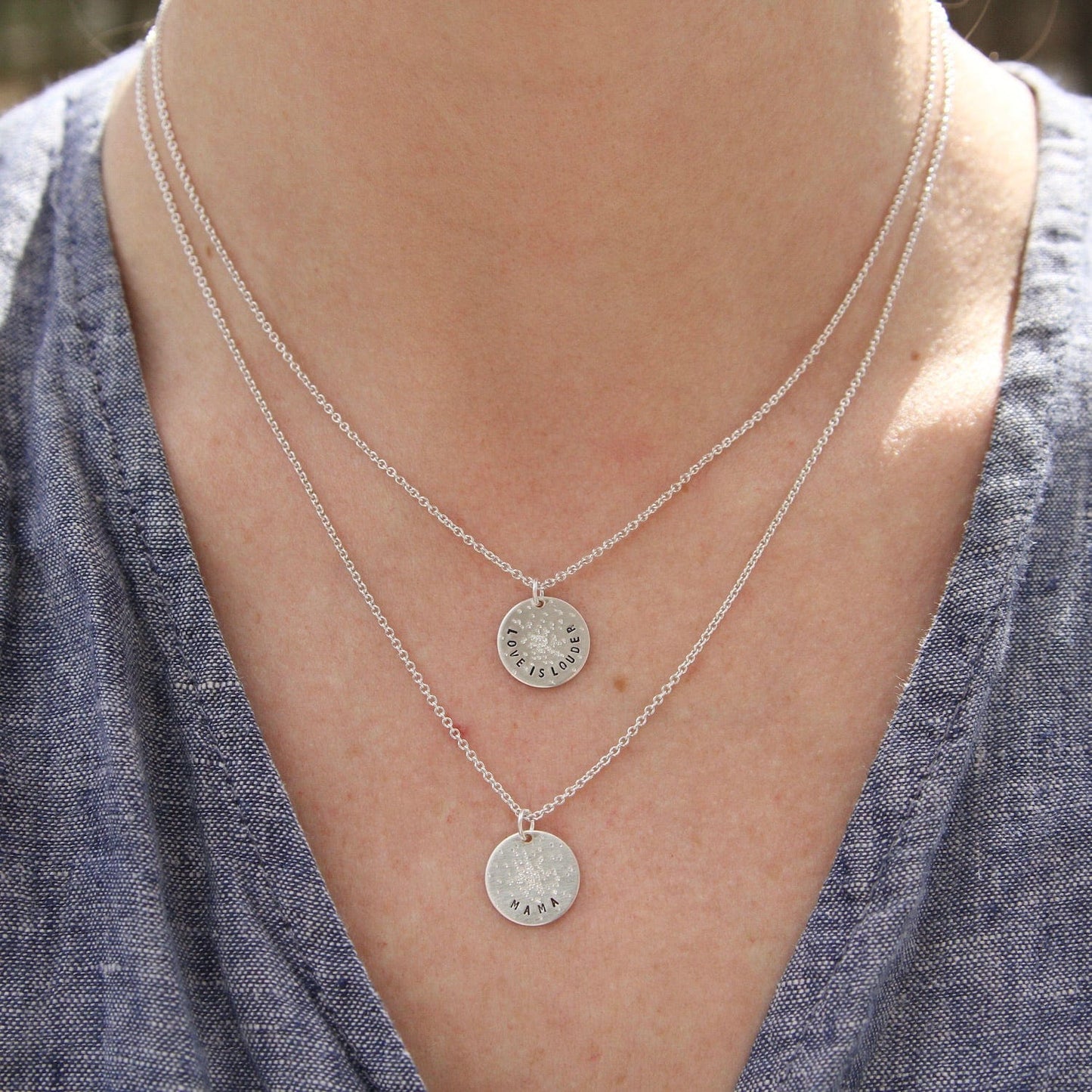 NKL Diamond Dusted Mini Coin Necklace - "Love is Louder"