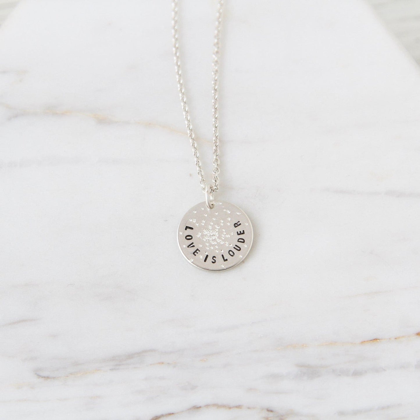 NKL Diamond Dusted Mini Coin Necklace - "Love is Louder"