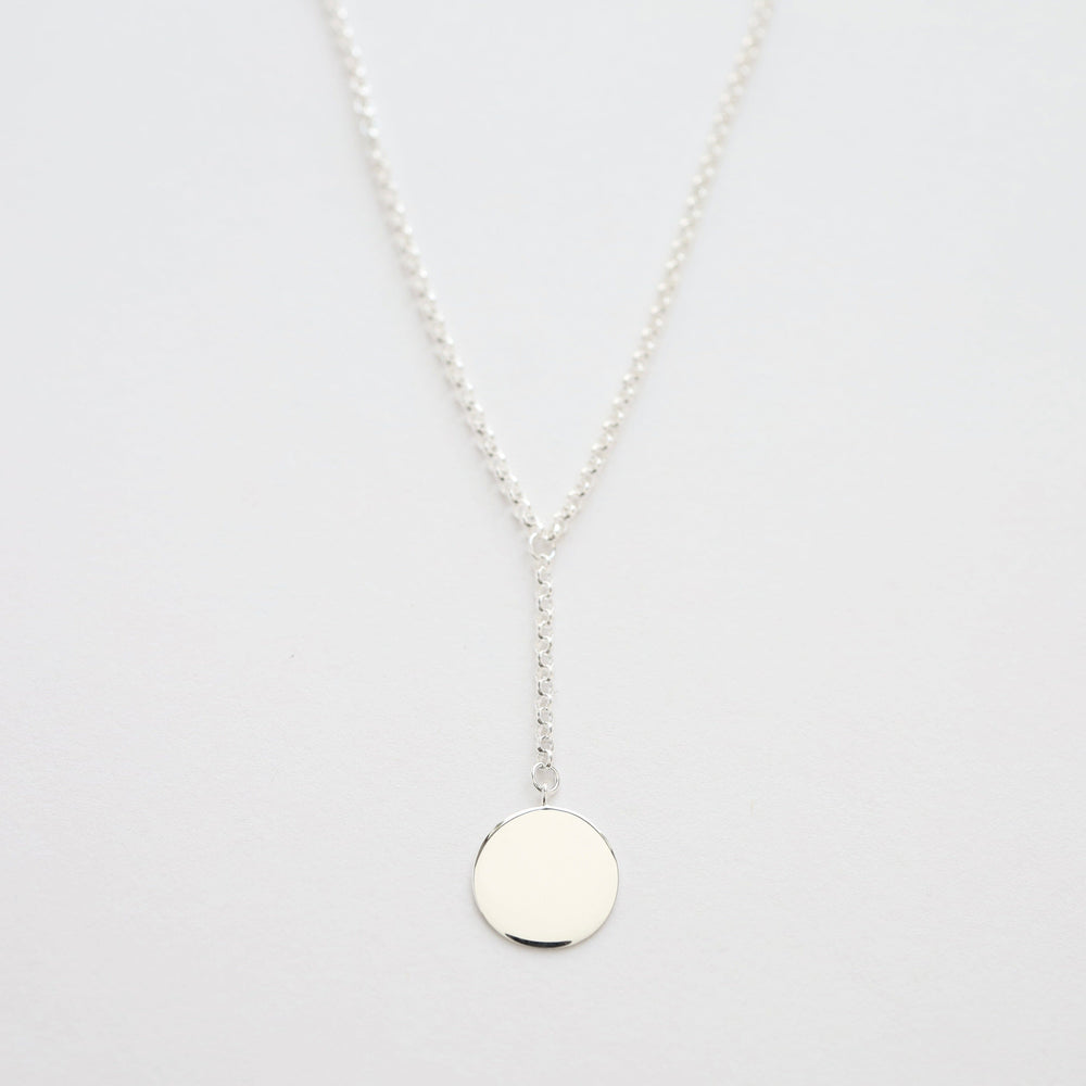 NKL Disc Drop "Y" Necklace in Sterling Silver