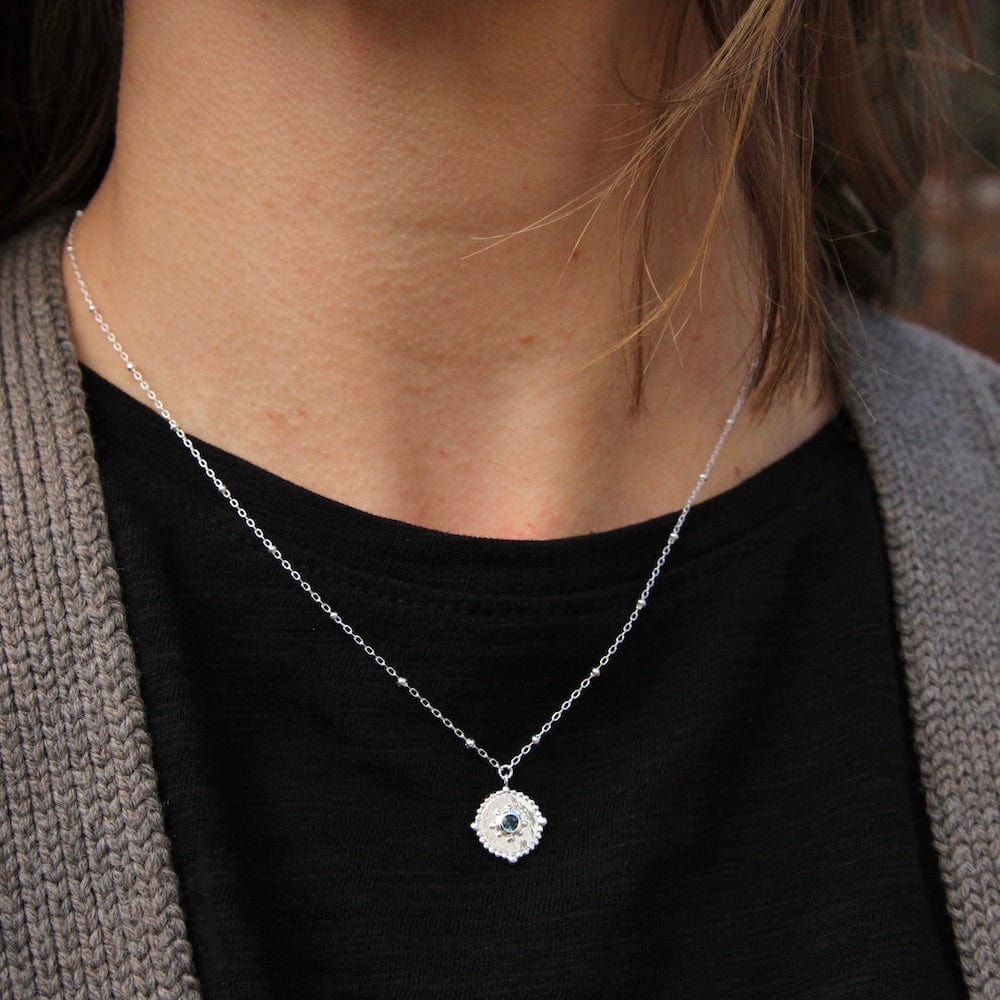 NKL Dotted Disc Necklace with London Blue Topaz