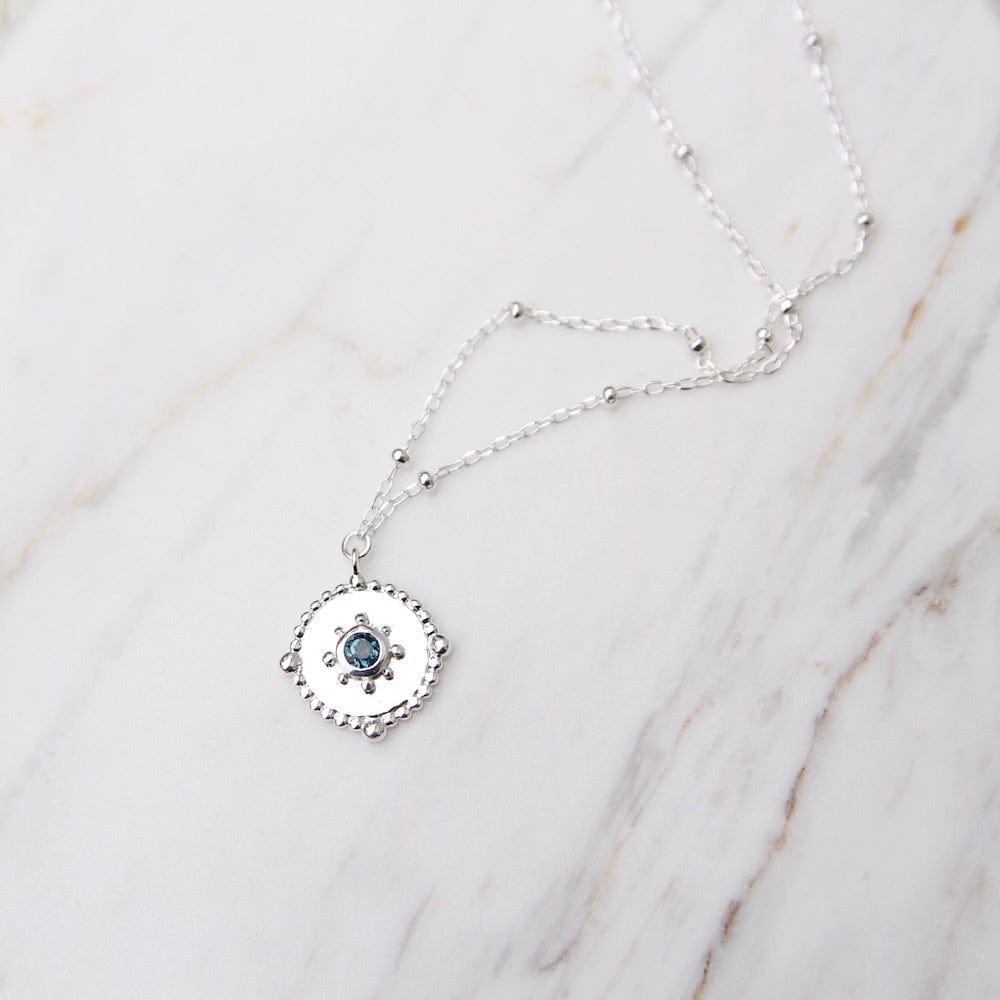 NKL Dotted Disc Necklace with London Blue Topaz