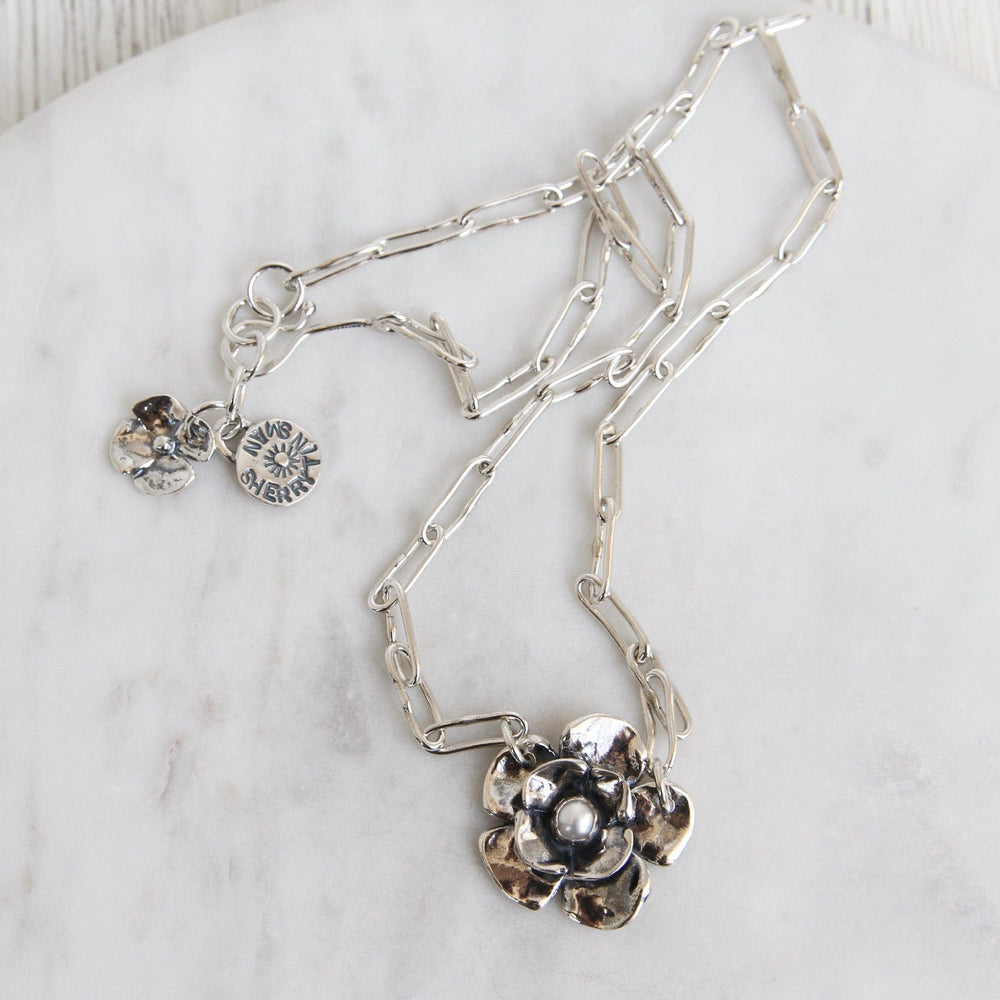 
                      
                        NKL Double Dogwood Necklace with Pearl on Oval Link Chain
                      
                    