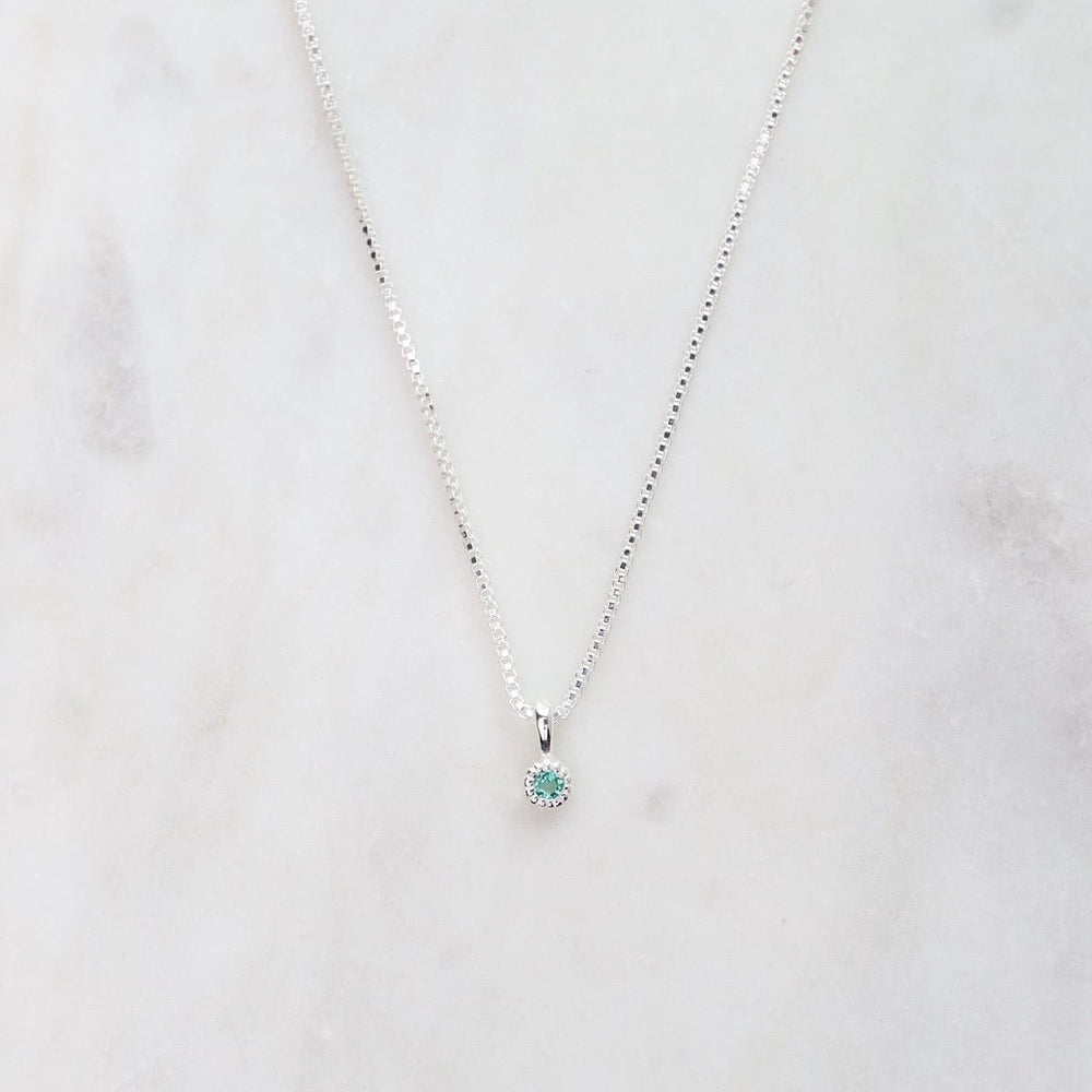 NKL Emerald with Milgrain Edge Necklace  - Sterling Silver