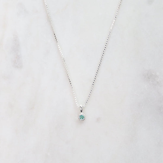 NKL Emerald with Milgrain Edge Necklace  - Sterling Silver