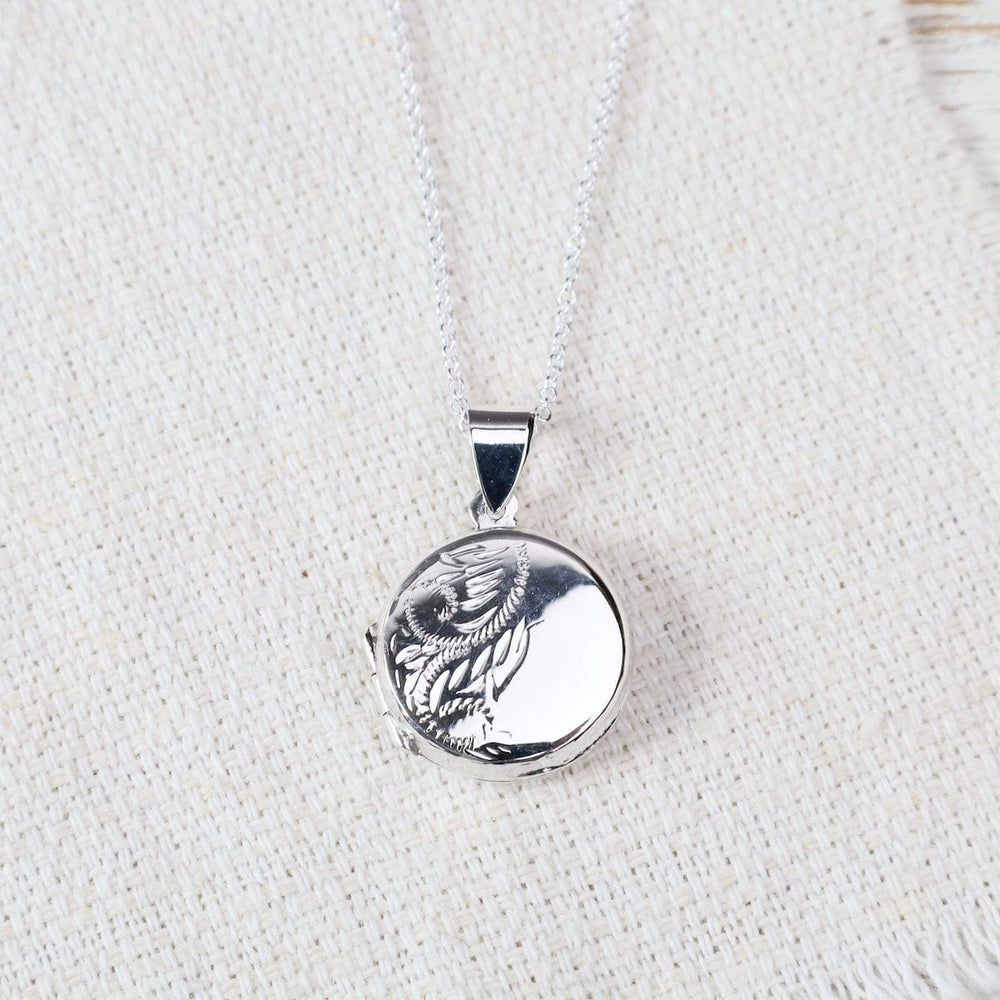 NKL Etched Swirls Round Locket Necklace