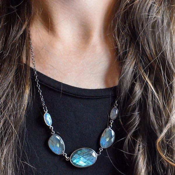 NKL Faceted Labradorite Drop Necklace