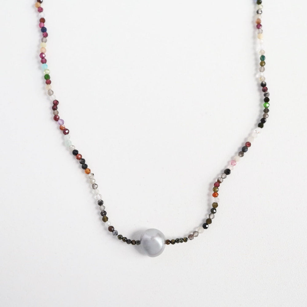 
                  
                    NKL Faceted Multi Stone with Grey Pearl Necklace
                  
                