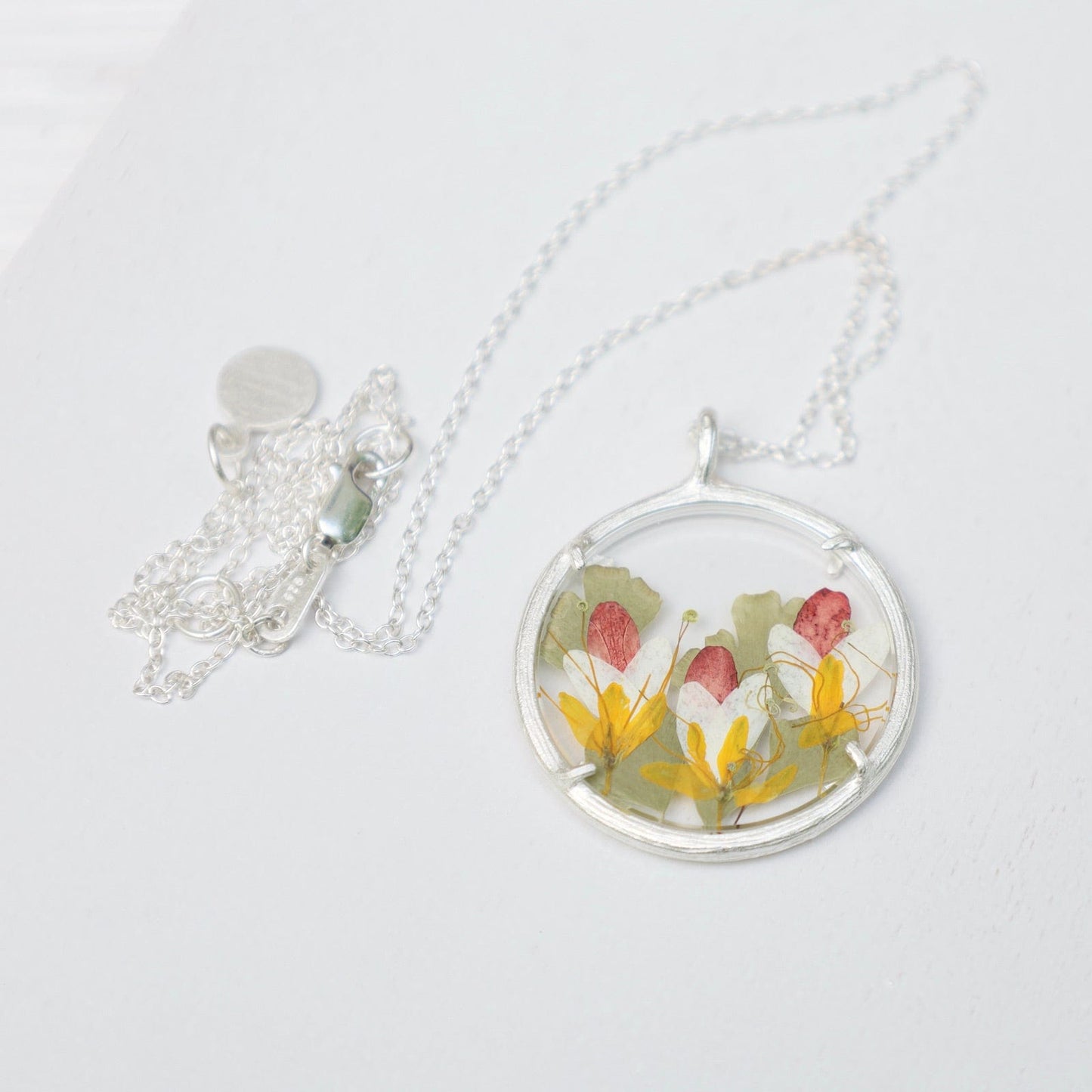 Load image into Gallery viewer, NKL Fairy Blooms Large Glass Botanical Necklace - Sterling Silver

