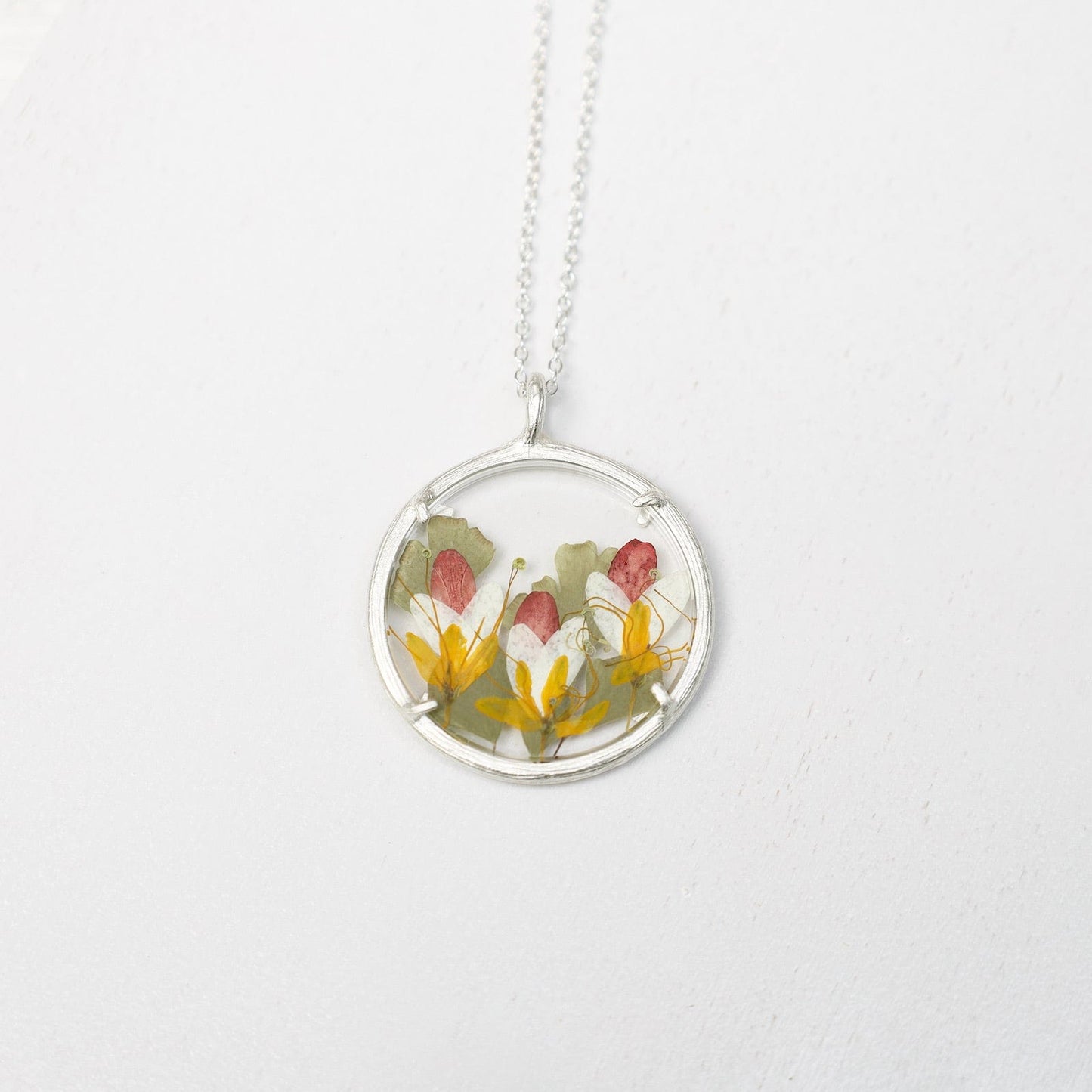 Load image into Gallery viewer, NKL Fairy Blooms Large Glass Botanical Necklace - Sterling Silver
