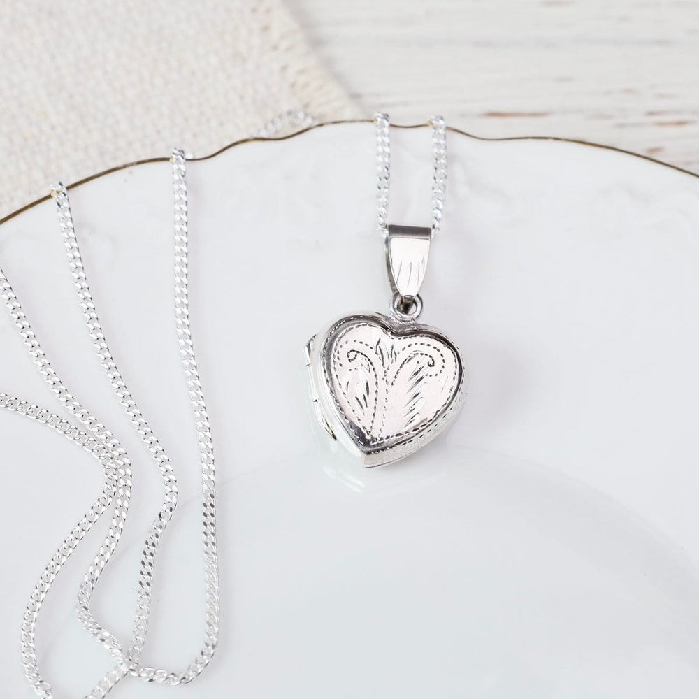 NKL Fern Etched Heart Locket Necklace