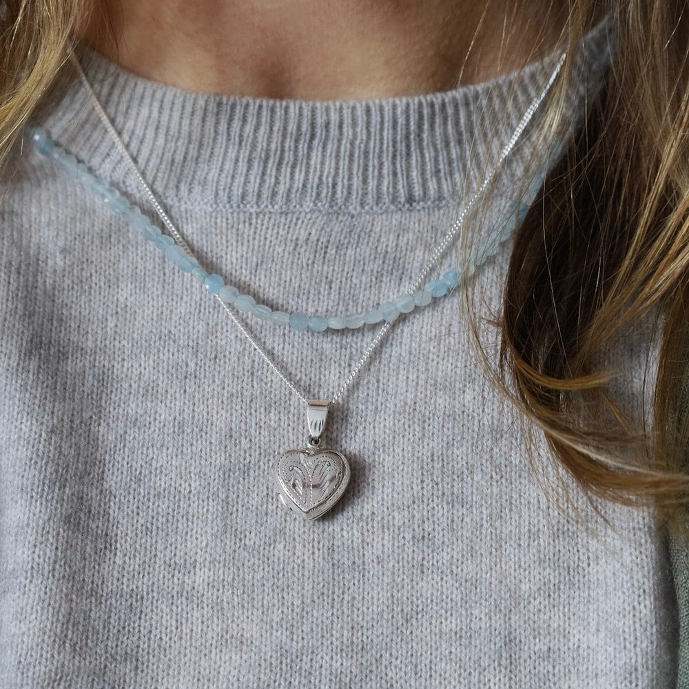 NKL Fern Etched Heart Locket Necklace