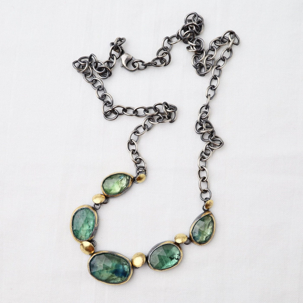 
                      
                        NKL Five Crescent Rim Necklace with Green Kyanite
                      
                    