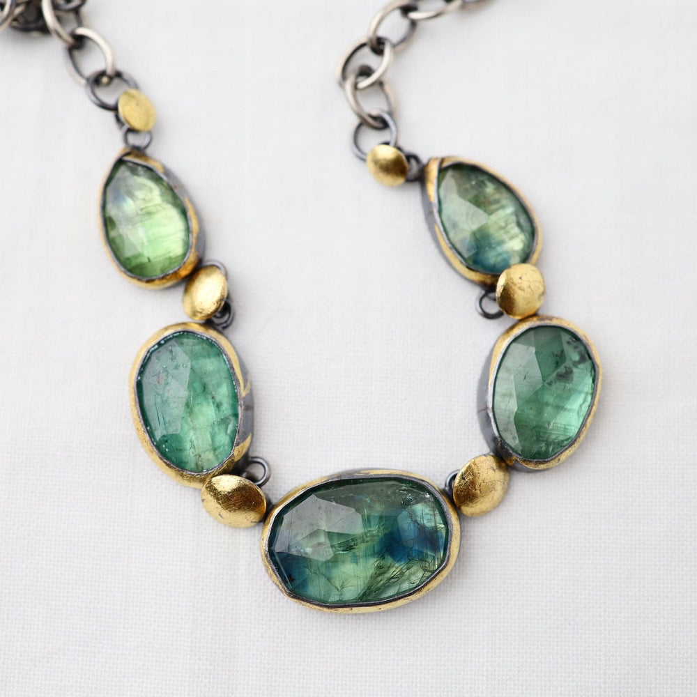 
                      
                        NKL Five Crescent Rim Necklace with Green Kyanite
                      
                    