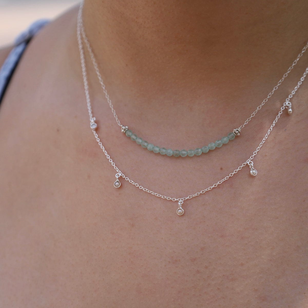 NKL Five Pearl Drops Sterling Silver Necklace