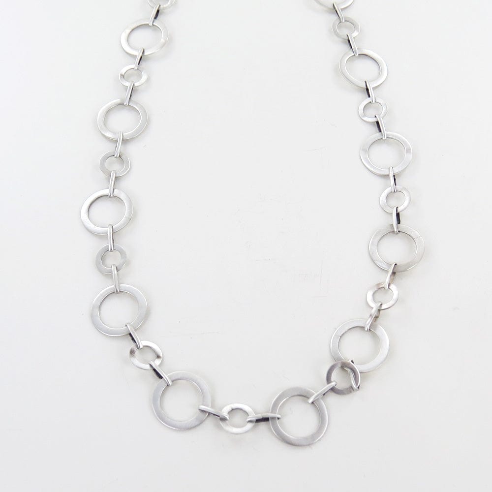 NKL Flat Circle Link Necklace - Sterling Silver