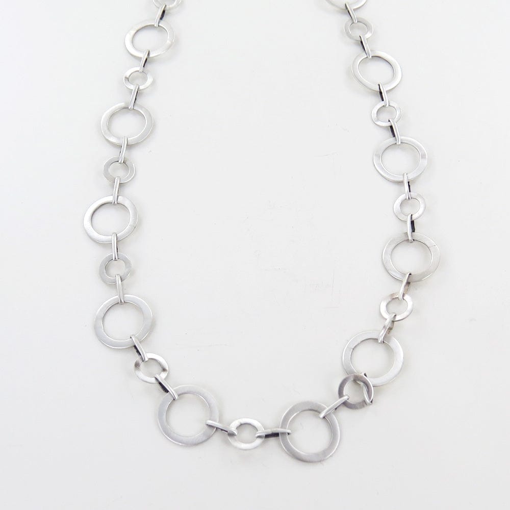 Load image into Gallery viewer, NKL Flat Circle Link Necklace - Sterling Silver
