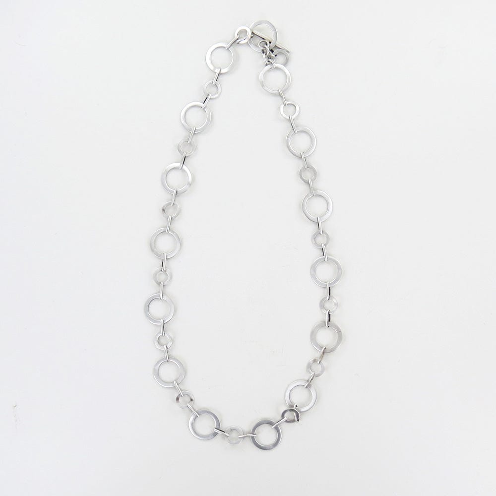 NKL Flat Circle Link Necklace - Sterling Silver
