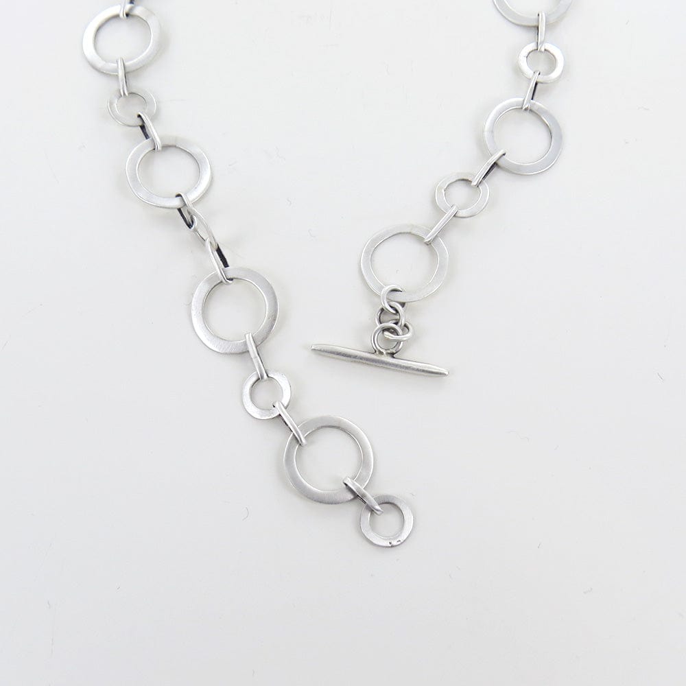 Load image into Gallery viewer, NKL Flat Circle Link Necklace - Sterling Silver
