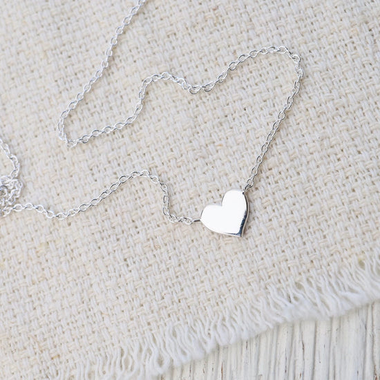NKL Flat Heart Necklace - Sterling Silver