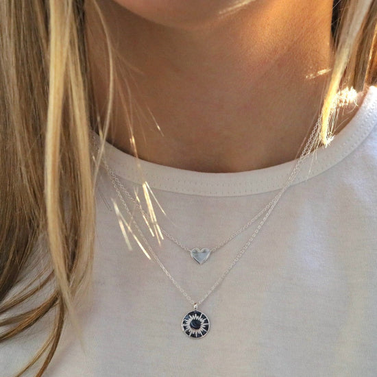 NKL Flat Heart Necklace - Sterling Silver