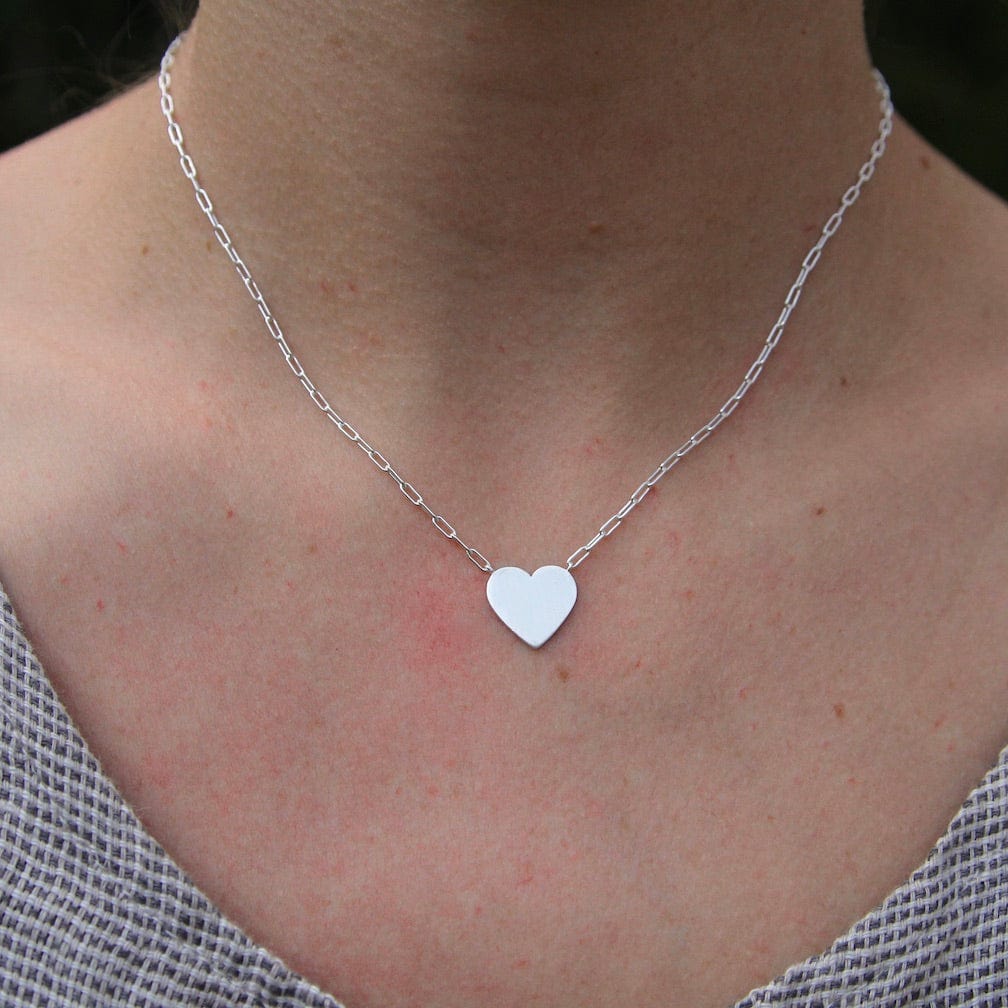 NKL Flat Heart with Parallel Chain Necklace
