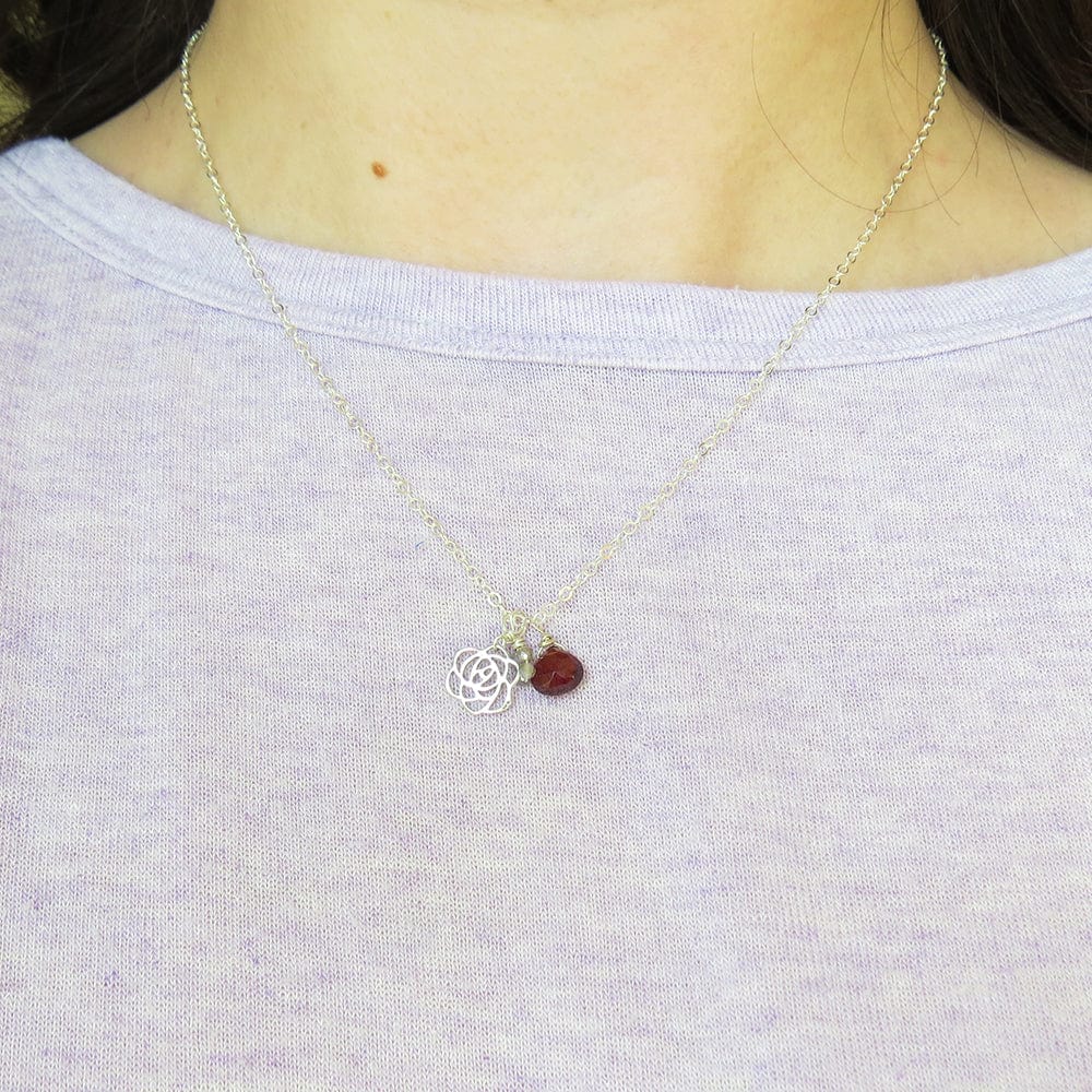 
                      
                        NKL FLOWER AND GARNET NECKLACE
                      
                    