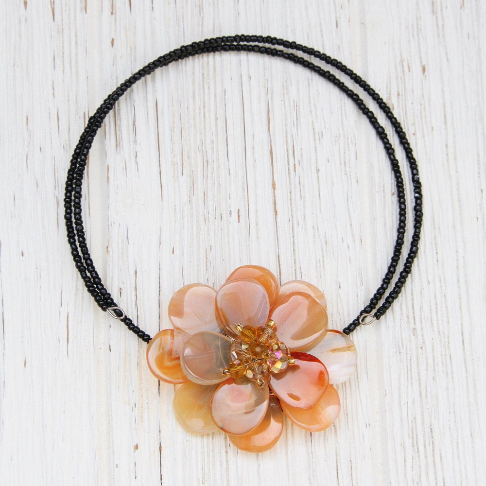 NKL Flower Choker ~ Orange Agate & Gold Crystals