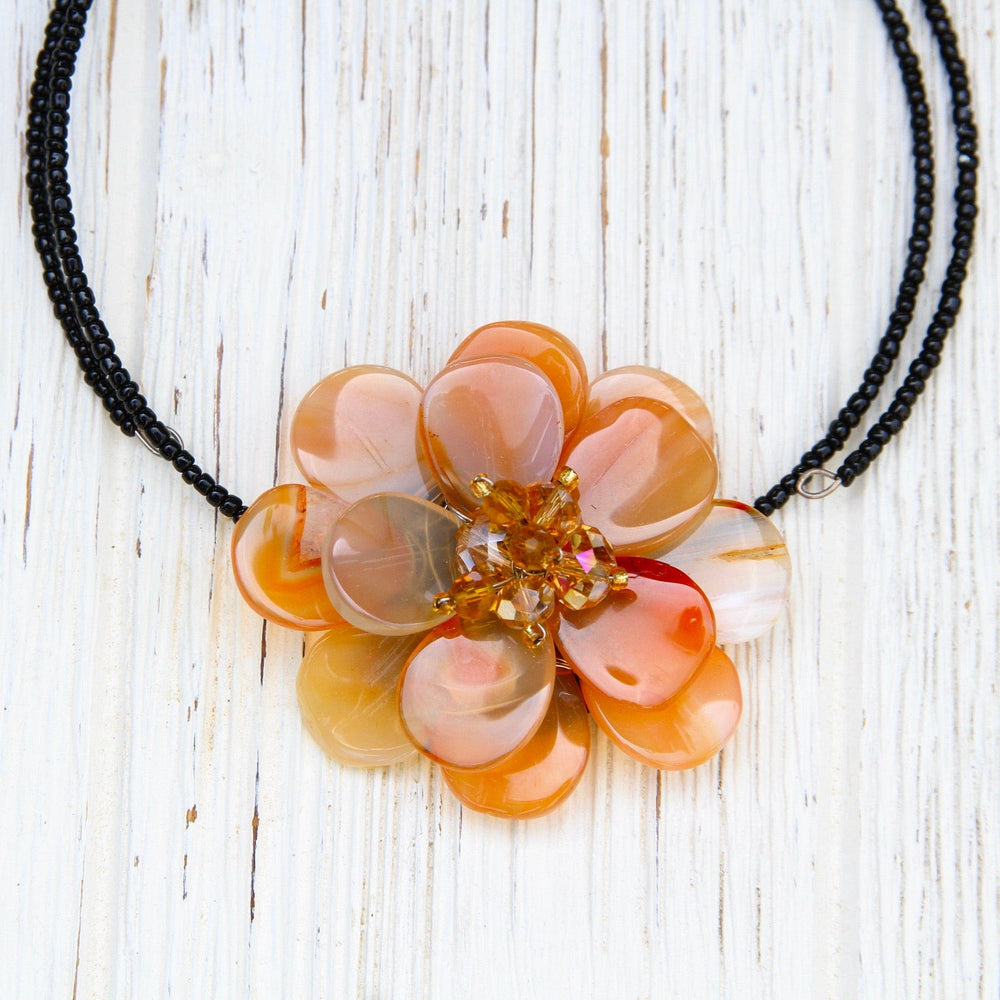 
                  
                    NKL Flower Choker ~ Orange Agate & Gold Crystals
                  
                