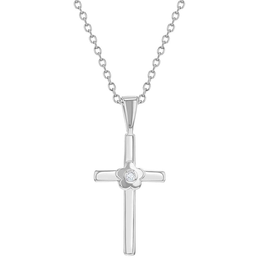 
                      
                        NKL Flower CZ Cross Girls Necklace
                      
                    