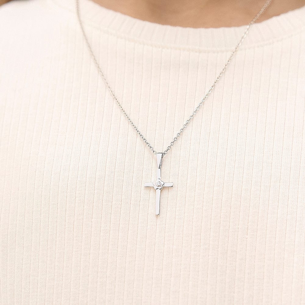 
                      
                        NKL Flower CZ Cross Girls Necklace
                      
                    