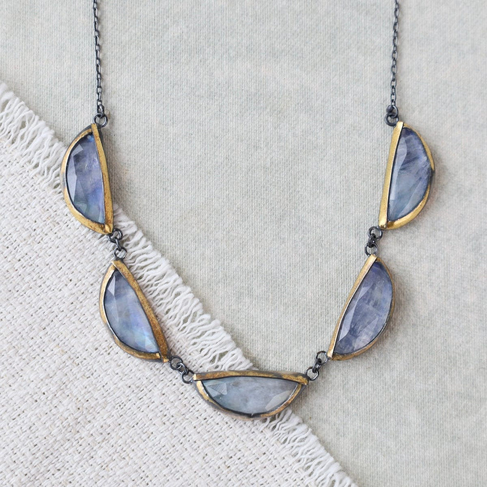 NKL Folded Triple Crescent Necklace in Moonstone