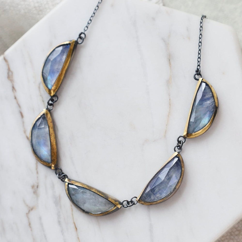 
                  
                    NKL Folded Triple Crescent Necklace in Moonstone
                  
                