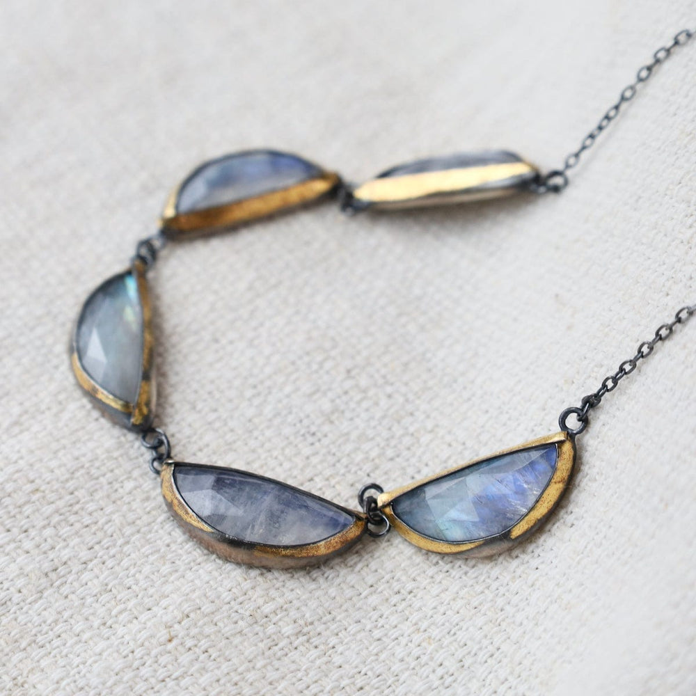 
                  
                    NKL Folded Triple Crescent Necklace in Moonstone
                  
                