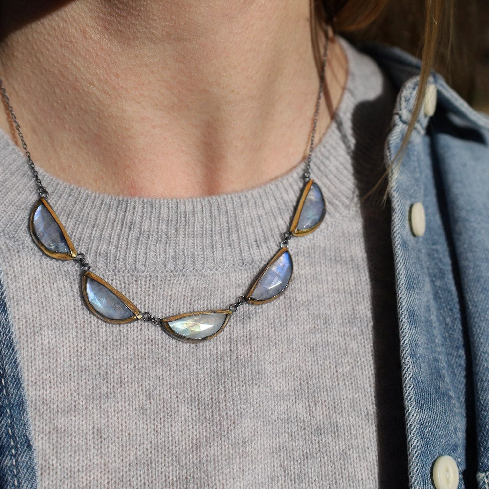 
                  
                    NKL Folded Triple Crescent Necklace in Moonstone
                  
                