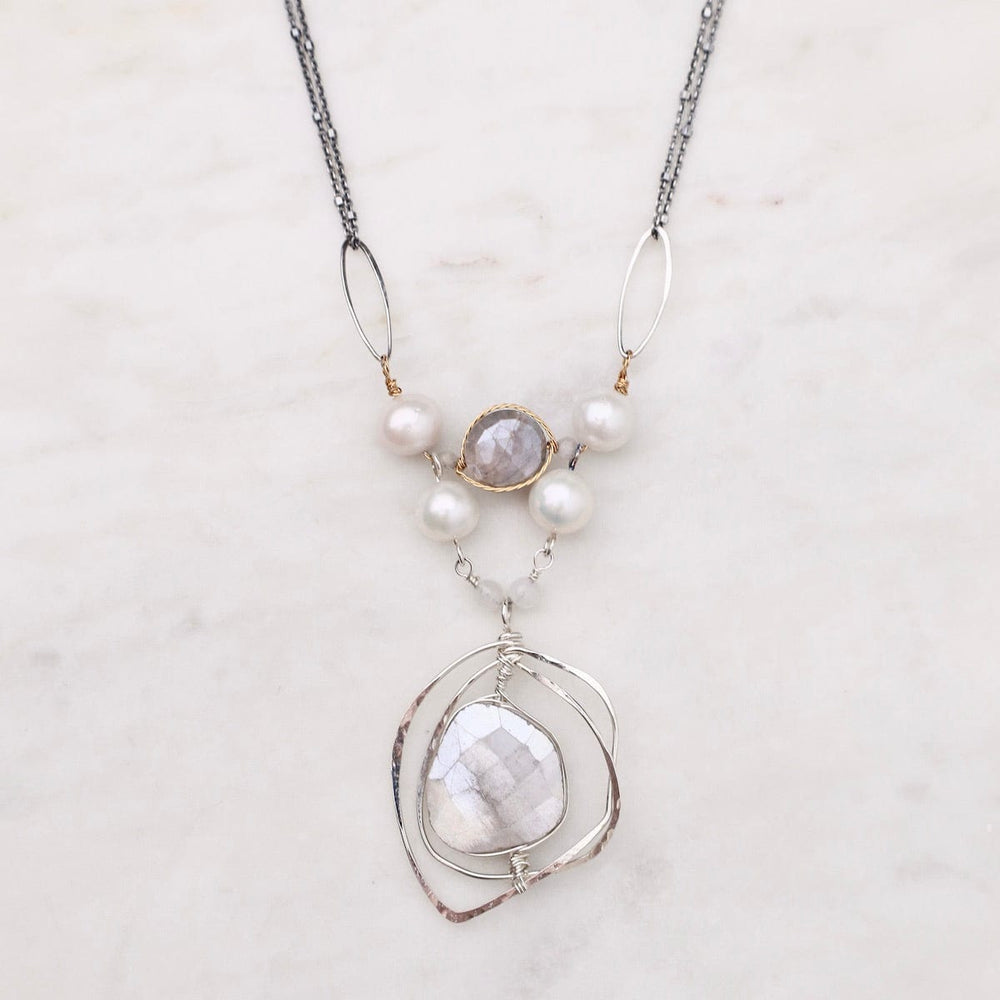 
                      
                        NKL Freshwater Pearl and Grey Moonstone Woven Necklace
                      
                    