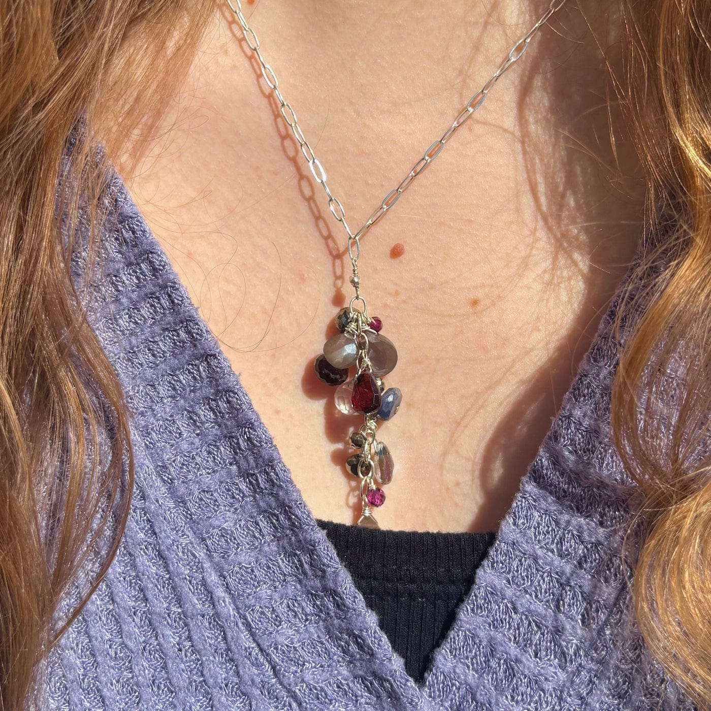 NKL Garnet Mix Waterfall Necklace