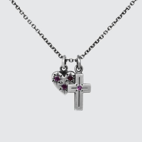 
                      
                        NKL Garnet Small Heart and Cross Charm Necklace
                      
                    